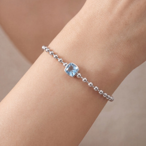 Preview: Armband 925 Sterling Silber 1 blauer Zirkonia 19 cm Silberarmband