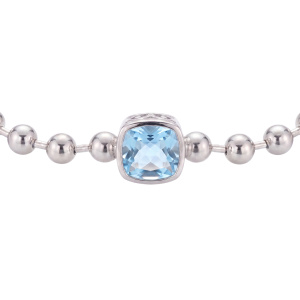 Preview: Armband 925 Sterling Silber 1 blauer Zirkonia 19 cm Silberarmband