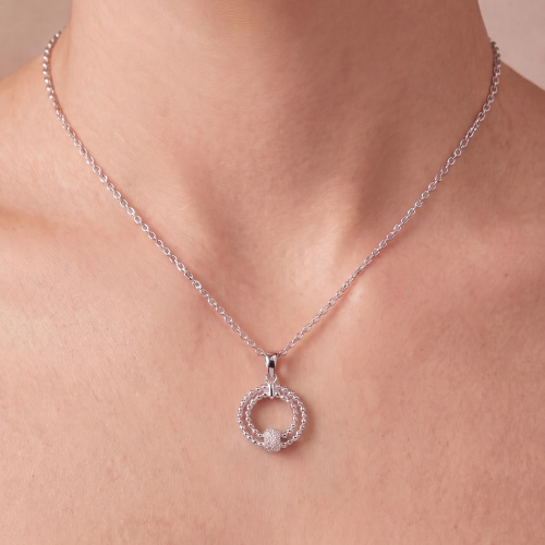 Collier Halskette 925 Sterling Silber 13 Zirkonia 45 cm Silberkette