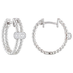 Creolen 925 Sterling Silber 38 Zirkonia Silberohrringe