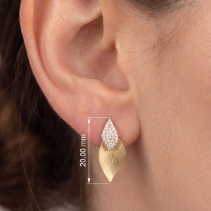 Preview: Ohrstecker 925 Sterling Silber vergoldet matt 64 Zirkonia Ohrringe