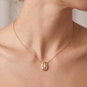 Preview: Collier Halskette 925 Silber vergoldet mattiert 8 Zirkonia 45 cm Kette