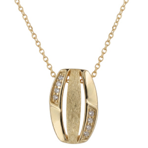Preview: Collier Halskette 925 Silber vergoldet mattiert 8 Zirkonia 45 cm Kette
