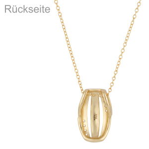 Preview: Collier Halskette 925 Silber vergoldet mattiert 8 Zirkonia 45 cm Kette