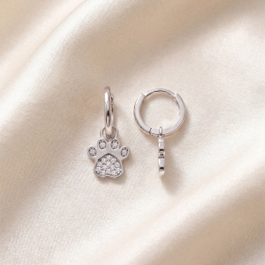 Preview: Creolen Pfote 925 Silber 34 Zirkonia Silberohrringe