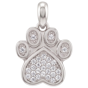 Anhänger Pfote 925 Sterling Silber 28 Zirkonia Silberanhänger
