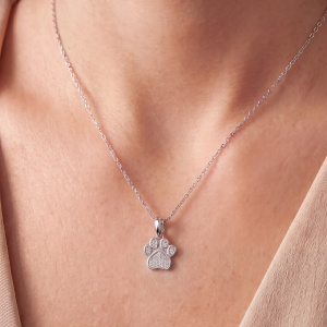 Preview: Anhänger Pfote 925 Sterling Silber 28 Zirkonia Silberanhänger