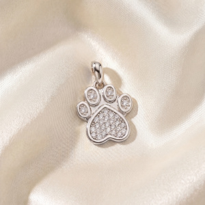 Preview: Anhänger Pfote 925 Sterling Silber 28 Zirkonia Silberanhänger