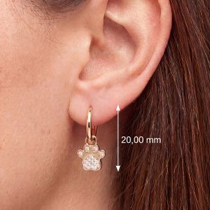 Preview: Creolen Pfote 925 Sterling Silber vergoldet 34 Zirkonia Ohrringe