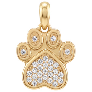 Anhänger Pfote 925 Sterling Silber vergoldet 28 Zirkonia