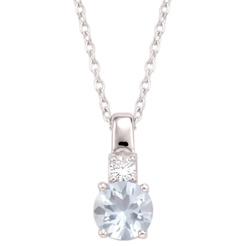 Preview: Collier 925 Sterling Silber Blautopas Zirkonia 45 cm Silberkette