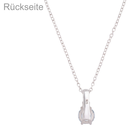 Preview: Collier 925 Sterling Silber Blautopas Zirkonia 45 cm Silberkette