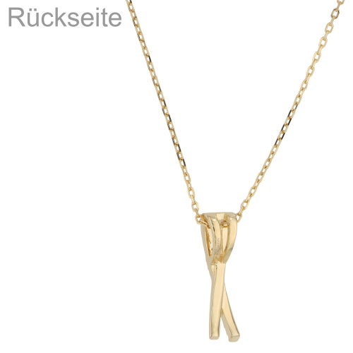 Preview: Collier 925 Sterling Silber vergoldet mit 16 Lab-Grown-Diamanten 0,08ct. 45 cm