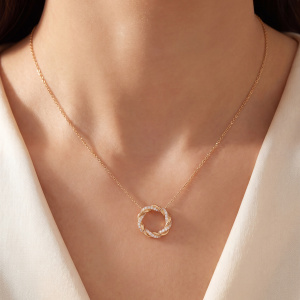 Preview: Collier 925 Silber vergoldet 40 Lab-Grown-Diamanten Brillanten 0,13 ct.