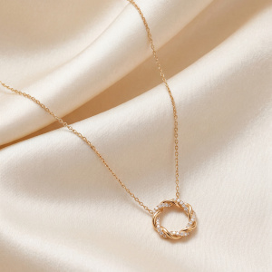 Preview: Collier 925 Silber vergoldet 40 Lab-Grown-Diamanten Brillanten 0,13 ct.