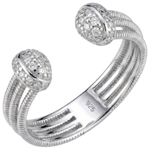 Damen Ring offen 925 Sterling Silber 40 Zirkonia Silberring