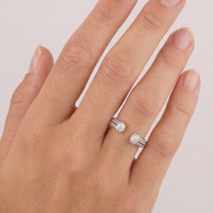 Preview: Damen Ring offen 925 Sterling Silber 40 Zirkonia Silberring