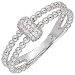Damen Ring Kugel 925 Sterling Silber 19 Zirkonia Silberring