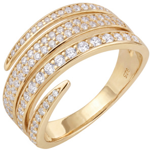 Damen Ring 925 Sterling Silber vergoldet 95 Zirkonia