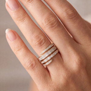 Preview: Damen Ring 925 Sterling Silber vergoldet 95 Zirkonia