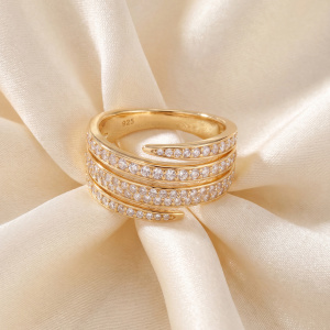 Preview: Damen Ring 925 Sterling Silber vergoldet 95 Zirkonia