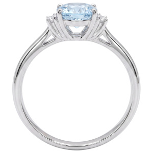 Preview: Damen Ring 925 Sterling Silber 2 Zirkonia 1 Blautopas hellblau Silberring