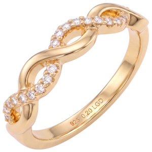 Damen Ring 925 Sterling Silber vergoldet mit 23 Lab-Grown-Diamanten 0,20ct.