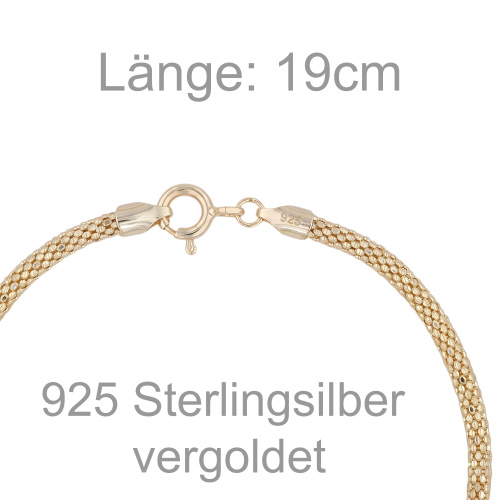 Preview: Armband 925 Sterling Silber vergoldet diamantiert 19 cm