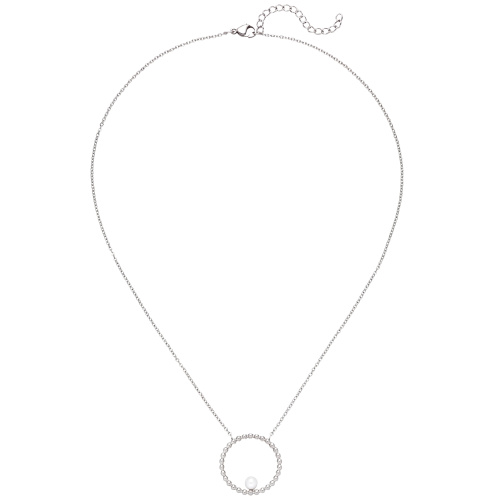 Collier Halskette mit Anhänger Edelstahl mit Perle 50 cm