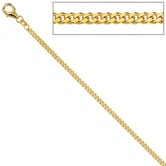 Panzerkette 585 Gelbgold diamantiert 2,2 mm 60 cm Gold Kette Halskette Goldkette