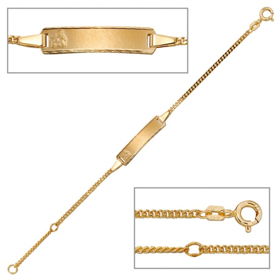 Schildband Engel 333 Gold Gelbgold 14 cm Gravur ID Armband Schutzengel Federring