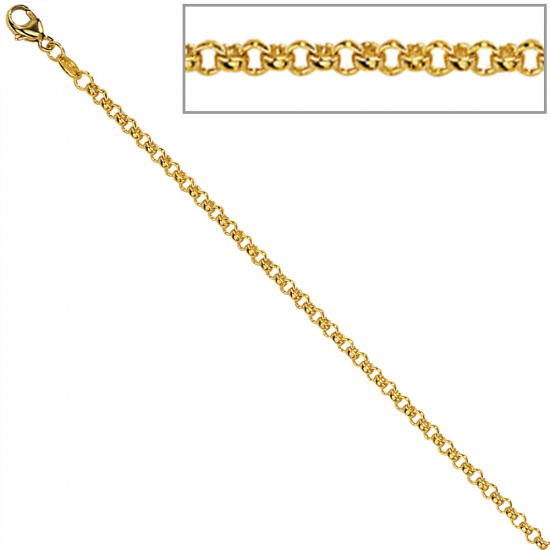 Erbskette 585 Gelbgold 2,5 mm 45 cm Gold Kette Halskette Goldkette Karabiner