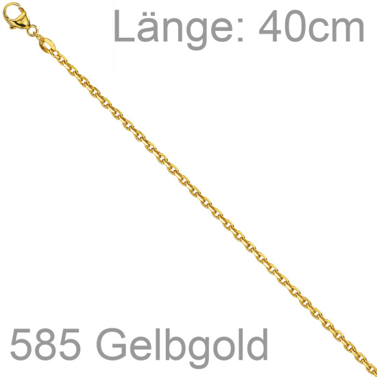 Ankerkette 585 Gelbgold diamantiert 1,6 mm 40 cm Gold Kette Halskette Goldkette