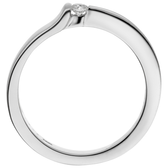 Damen Ring 585 Gold Weißgold teilmatt 1 Diamant Brillant 0,07ct. Weißgoldring
