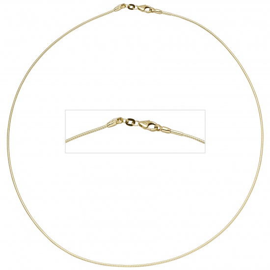 Halsreif 585 Gelbgold 1,1 mm 45 cm Gold Kette Halskette Goldhalsreif Karabiner