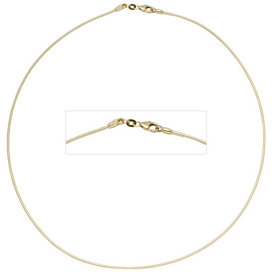 Halsreif 585 Gelbgold 1,1 mm 45 cm Gold Kette Halskette Goldhalsreif Karabiner