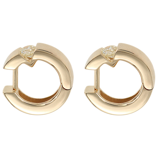 Creolen rund 585 Gold Gelbgold matt 2 Diamanten Brillanten 0,30ct. Ohrringe