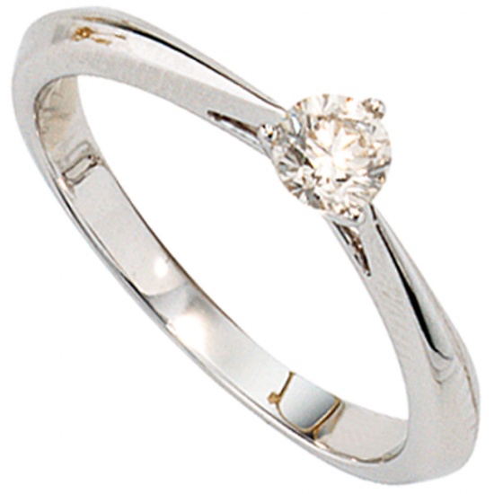 Damen Ring 585 Gold Weißgold 1 Diamant Brillant 0,25ct. Diamantring Weißgoldring