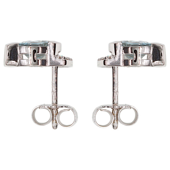 Ohrstecker 585 Gold Weißgold 2 Aquamarine blau 10 Diamanten Brillanten Ohrringe