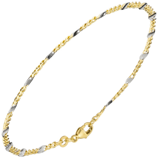 Steg-Panzerarmband 333 Gelbgold massiv 19 cm Gold Armband Goldarmband Karabiner