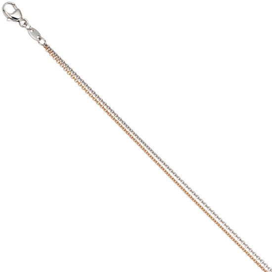 Halskette Kette 585 Gold Rotgold Weißgold bicolor 42 cm Goldkette Karabiner