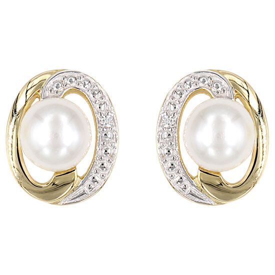 Ohrstecker 585 Gold Gelbgold 2 Diamanten Brillanten 2 Süßwasser Perlen Ohrringe