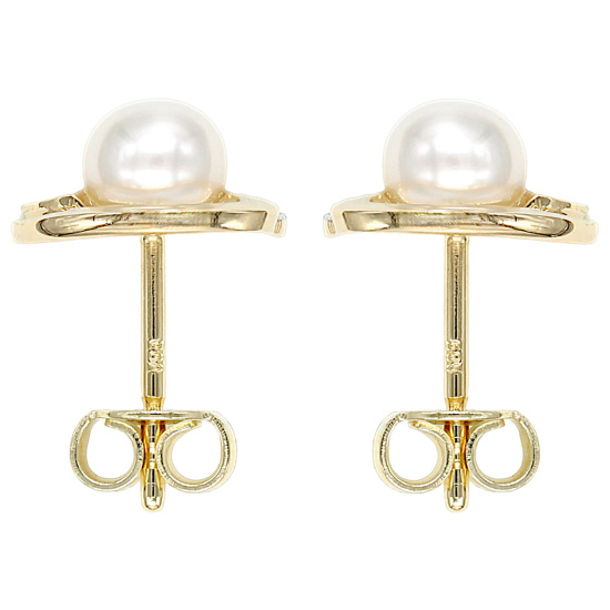 Ohrstecker 585 Gold Gelbgold 2 Diamanten Brillanten 2 Süßwasser Perlen Ohrringe