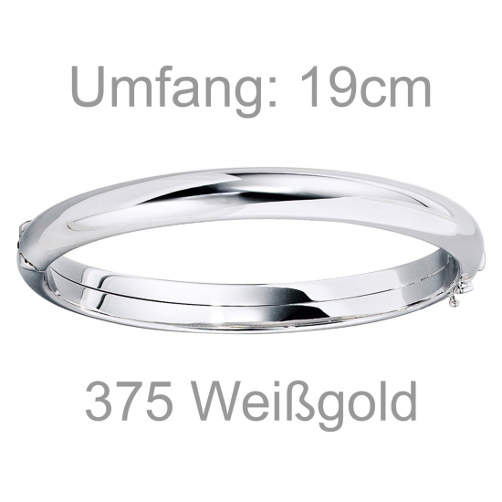 Armreif Armband oval 375 Gold Weißgold Goldarmreif Kastenschloss