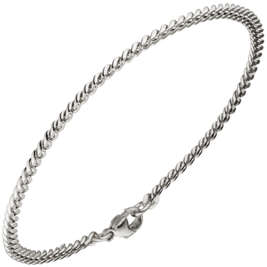 Panzerarmband 585 Weißgold massiv 21 cm Gold Armband Weißgoldarmband Karabiner