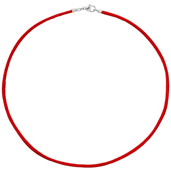 Collier Halskette Seide rot 2,8 mm 42 cm, Verschluss 925 Silber Kette