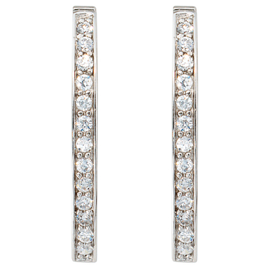 Creolen oval 925 Sterling Silber mit 26 Zirkonia Ohrringe Silbercreolen
