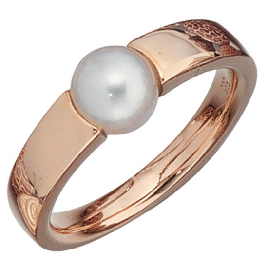 Damen Ring 585 Gold Rotgold 1 Süßwasser Perle Goldring Perlenring