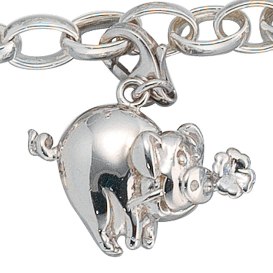 Einhänger Charm Glücksschwein 925 Sterling Silber Glücksbringer