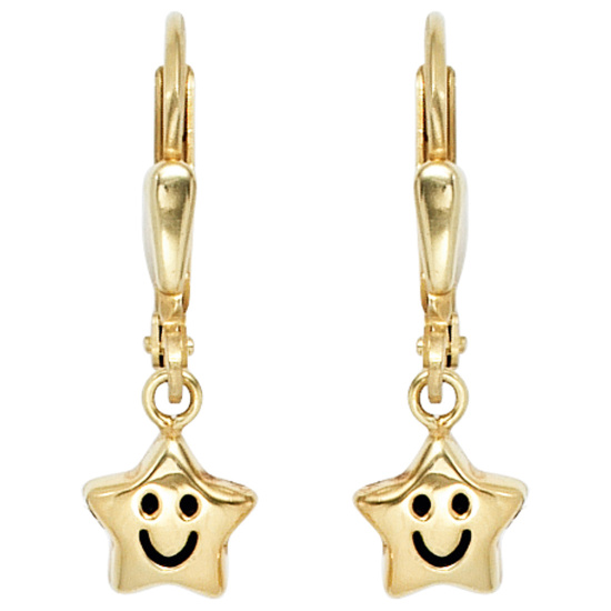 Kinder Boutons Stern 333 Gold Gelbgold Ohrringe Ohrhänger Kinderohrringe